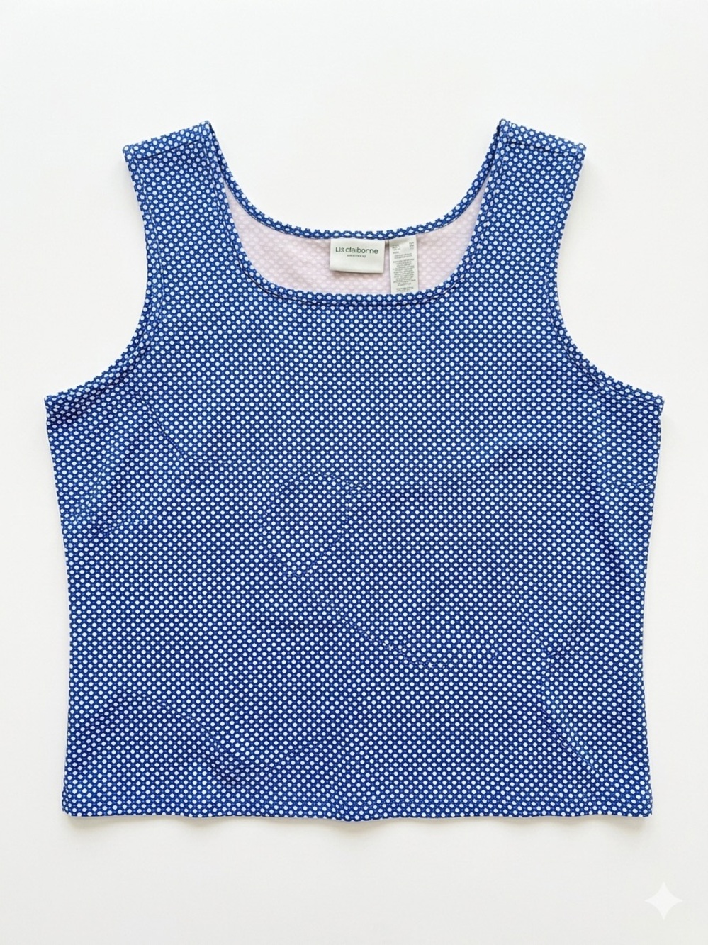 Vintage 90’s Liz Claiborne Women’s XL Cotton Blue White Polka Dot Tank Top